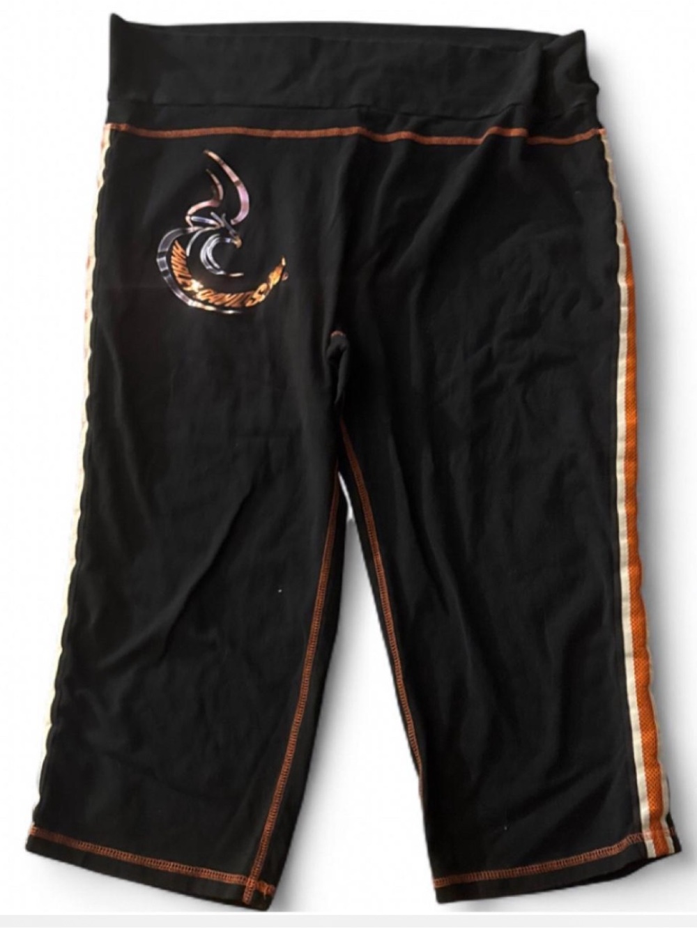 Vintage Harley-Davidson Black and Orange Capri Leggings